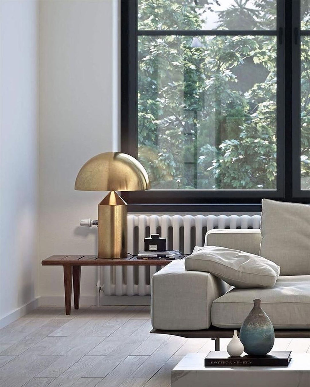 Lampada da tavolo moderna Atollo, oro, finiture opaca e lucida