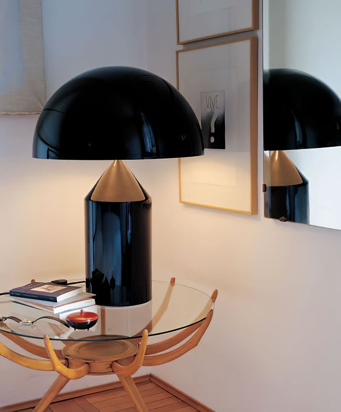 Lampada da tavolo moderna Atollo, oro, finiture opaca e lucida