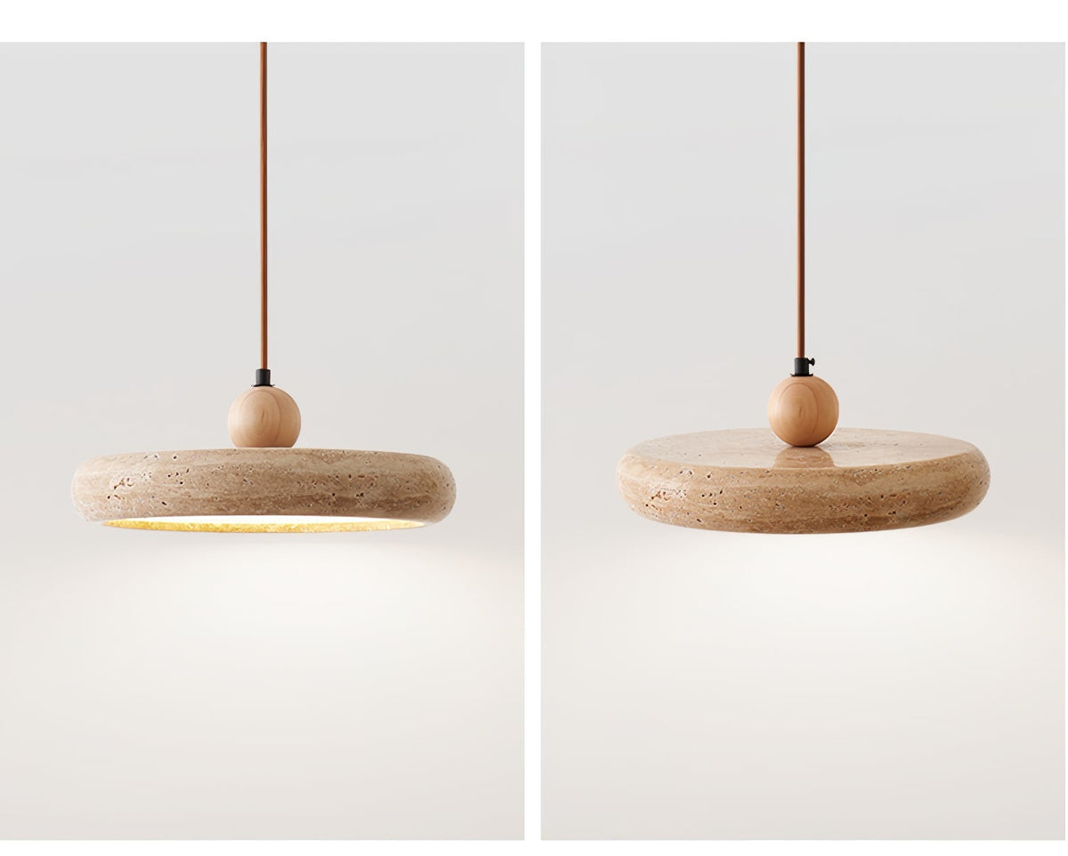 Zesolor Minimalist Travertine Pendant Light — 30cm Diameter