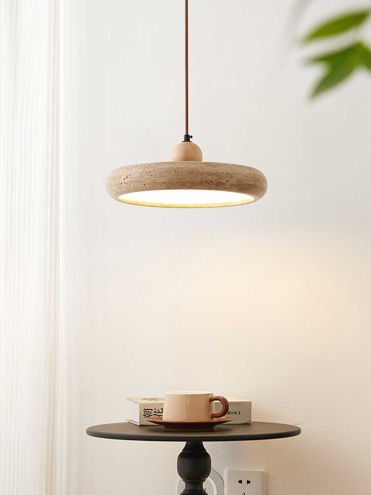 Zesolor Minimalist Travertine Pendant Light — 30cm Diameter