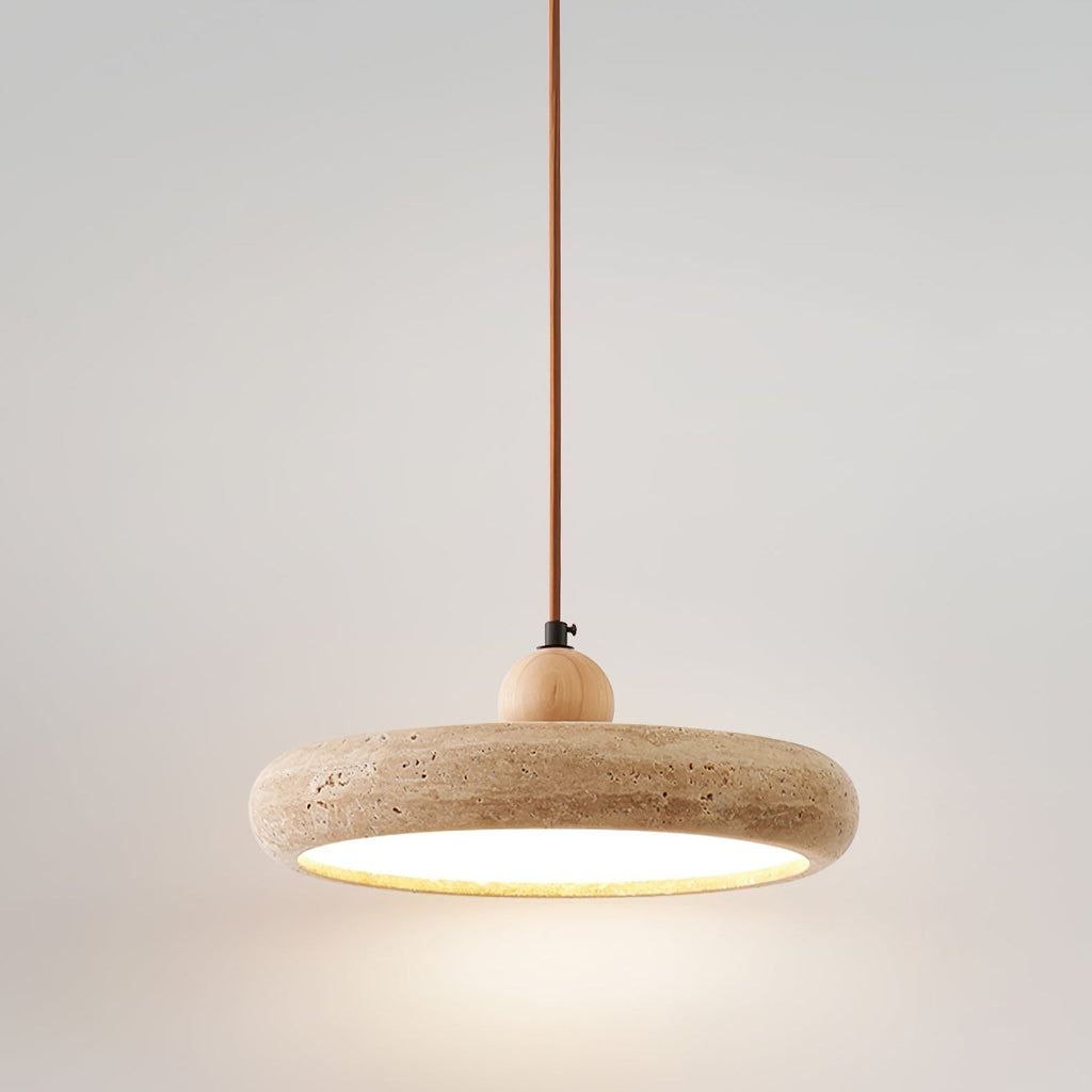 Zesolor Minimalist Travertine Pendant Light — 30cm Diameter