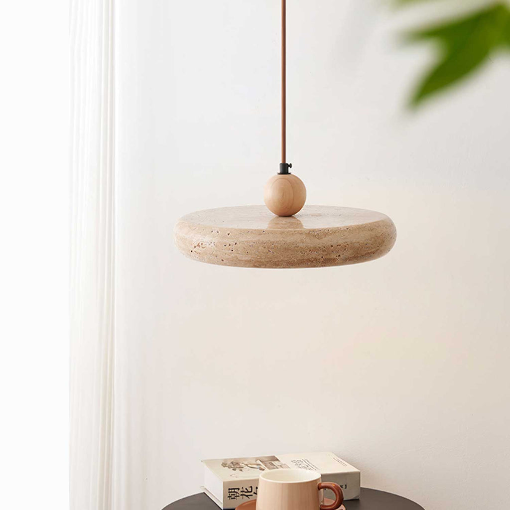 Zesolor Minimalist Travertine Pendant Light — 30cm Diameter