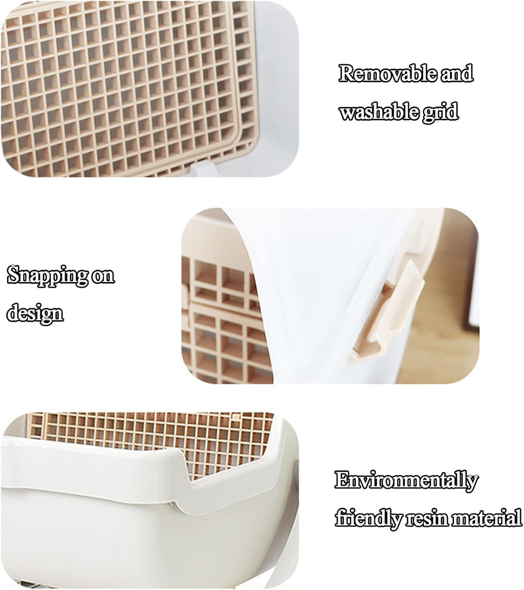 Automatisk kattlåda - Tippbricka - Luktbekämpning - Öppen topp - 50x50x46 cm - Beige och grå