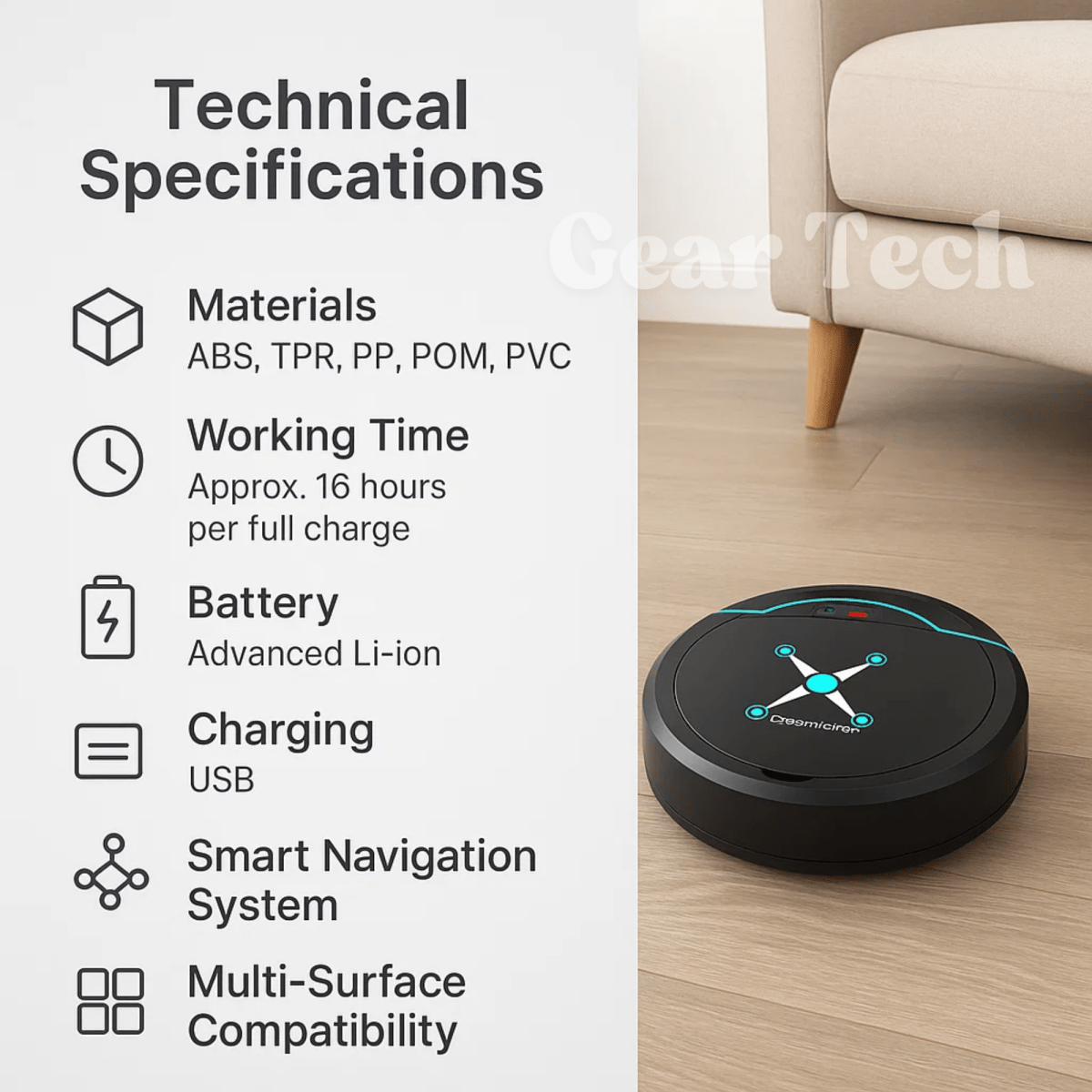 AeroSweep-robotstøvsuger med intelligent navigation og gulvvask til travle hjem