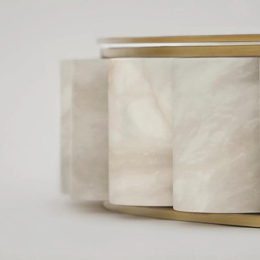Sifuvyh postmoderne lysekrone i rustfrit stål og alabaster — 150 cm ophængningsledning