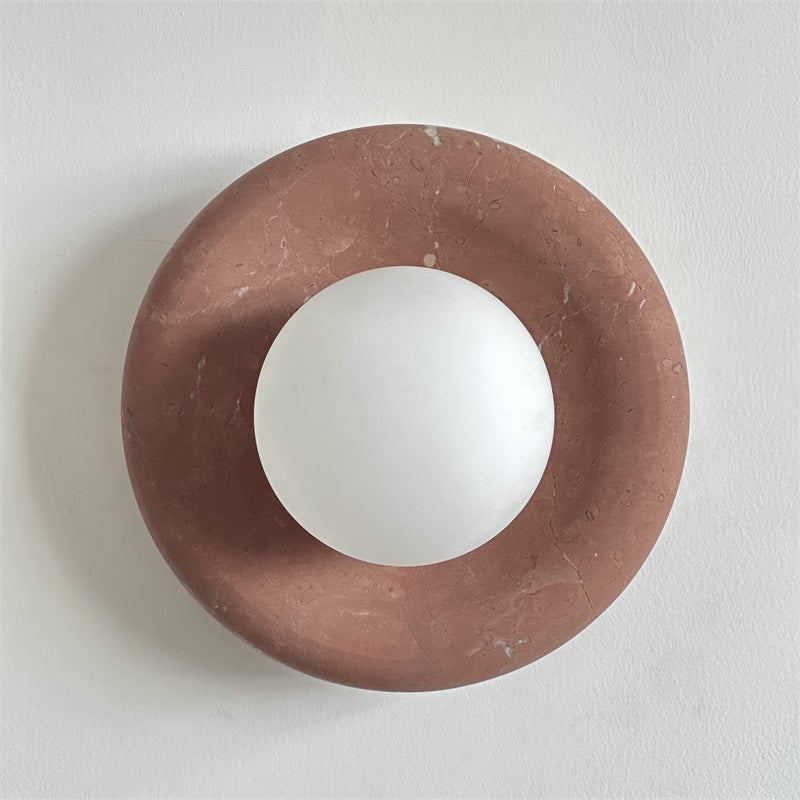 Avi Indoor Wall Sconce — Curved Marble Backplate, Round Design