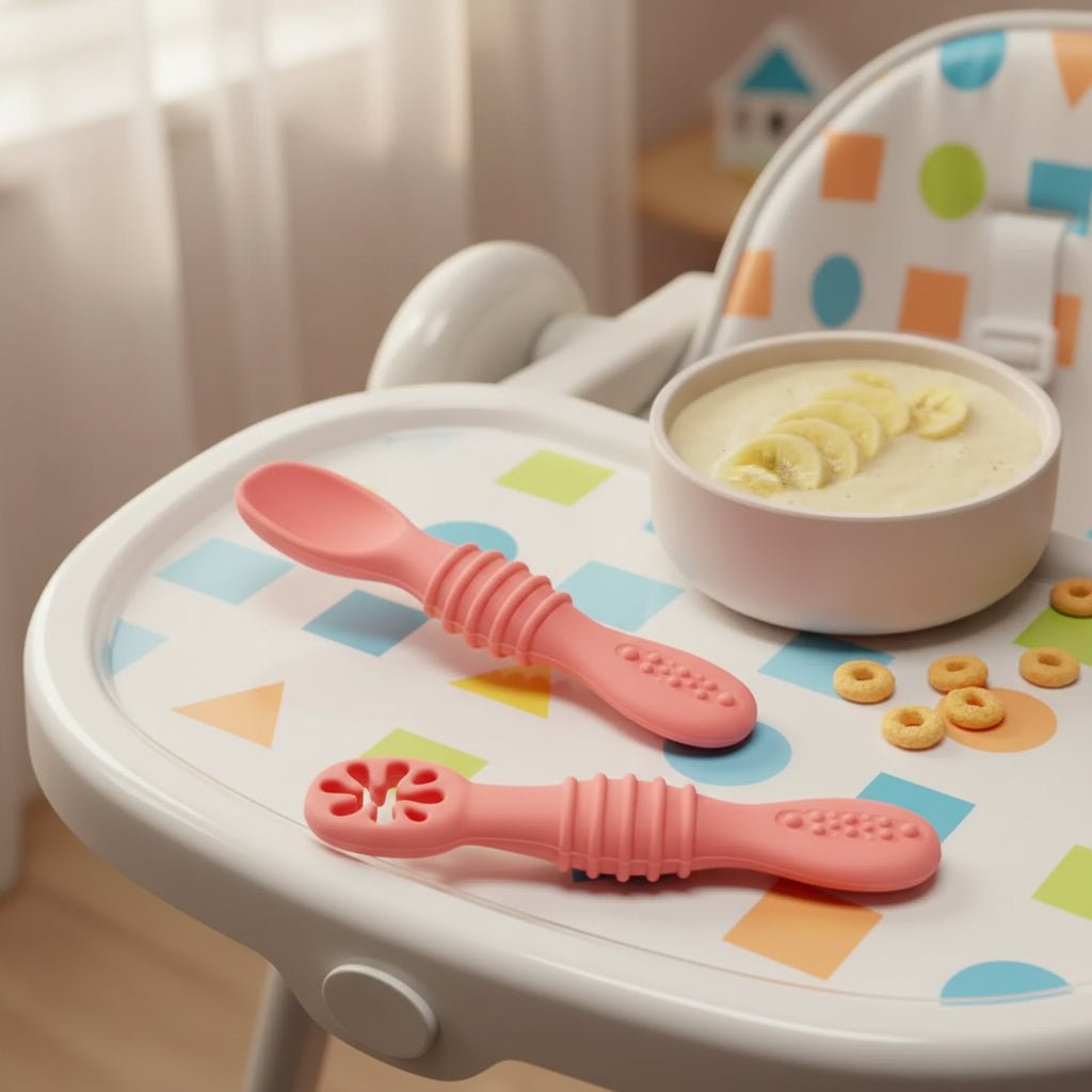 TinyCare zachte siliconen babyvoedingslepel voor dagelijks gebruik, zacht voor het tandvlees, voor ouders