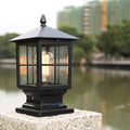 Lanterna moderna de metal e vidro Etilo — poste de iluminação LED exterior com ligação elétrica