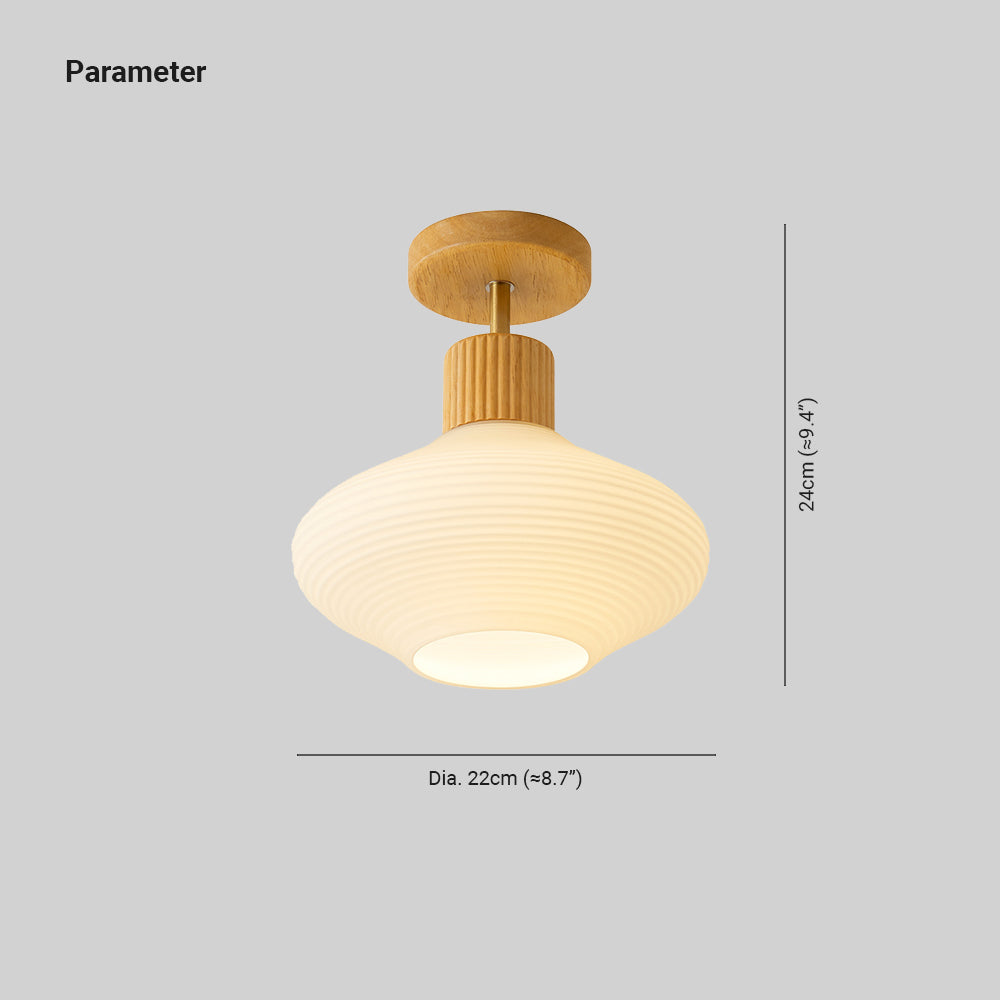 Arisha Minimalist Flush Mount Ceiling Light — Walnut Wood