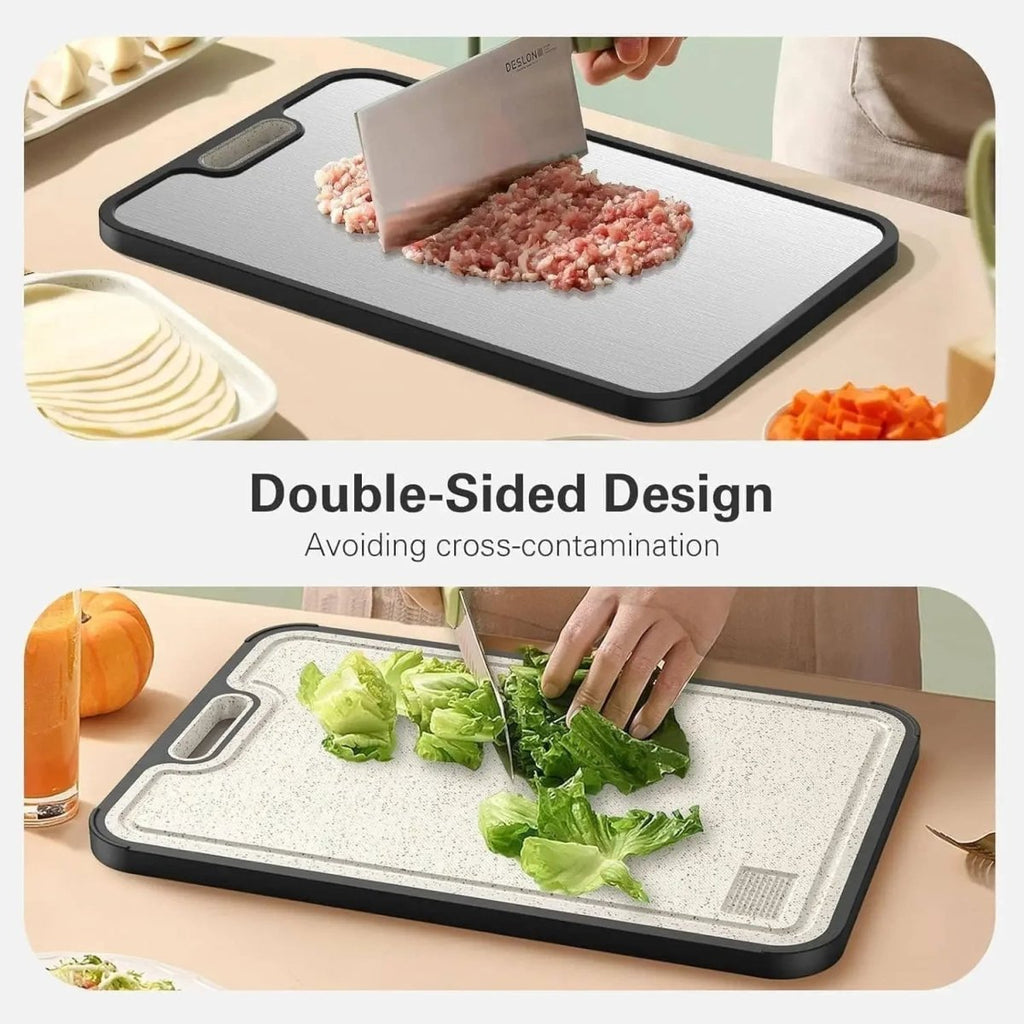 Tagliere Aurora Edge in titanio, bifacciale, con superficie antiscivolo per cucine professionali