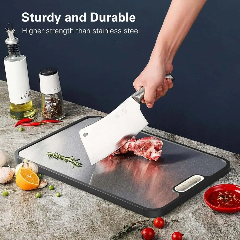 Tagliere Aurora Edge in titanio, bifacciale, con superficie antiscivolo per cucine professionali