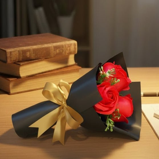 Lüks Dekorasyon ve Sevgililer Günü İçin EverBloom Yapay Gül Sabun Çiçek Buketi