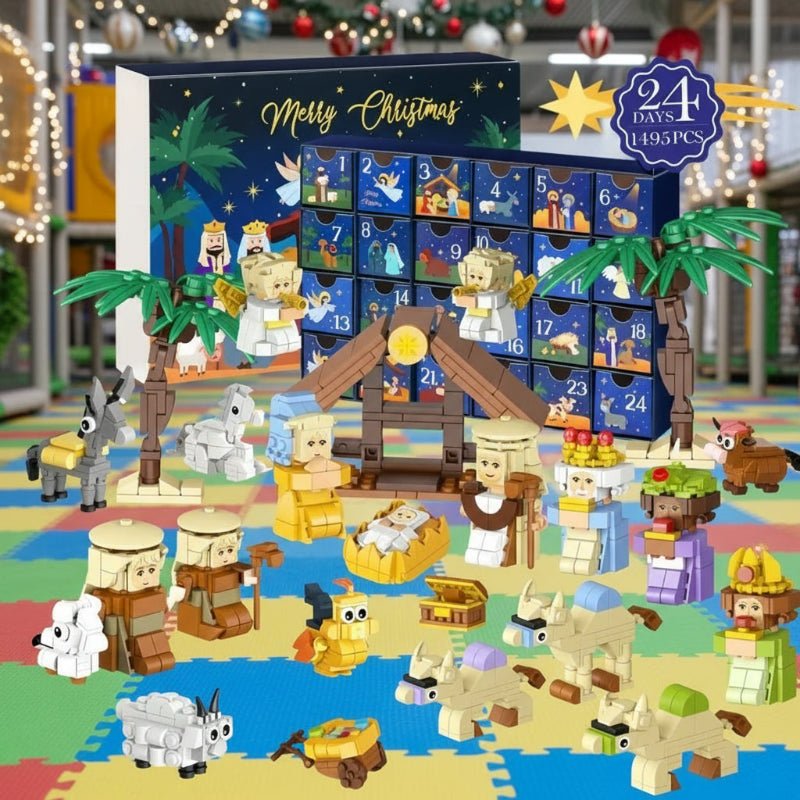 Tvořivý DIY adventní kalendář CosyCraft s betlémským motivem a 24 dílky pro rodiny