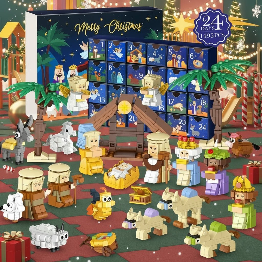 Tvořivý DIY adventní kalendář CosyCraft s betlémským motivem a 24 dílky pro rodiny