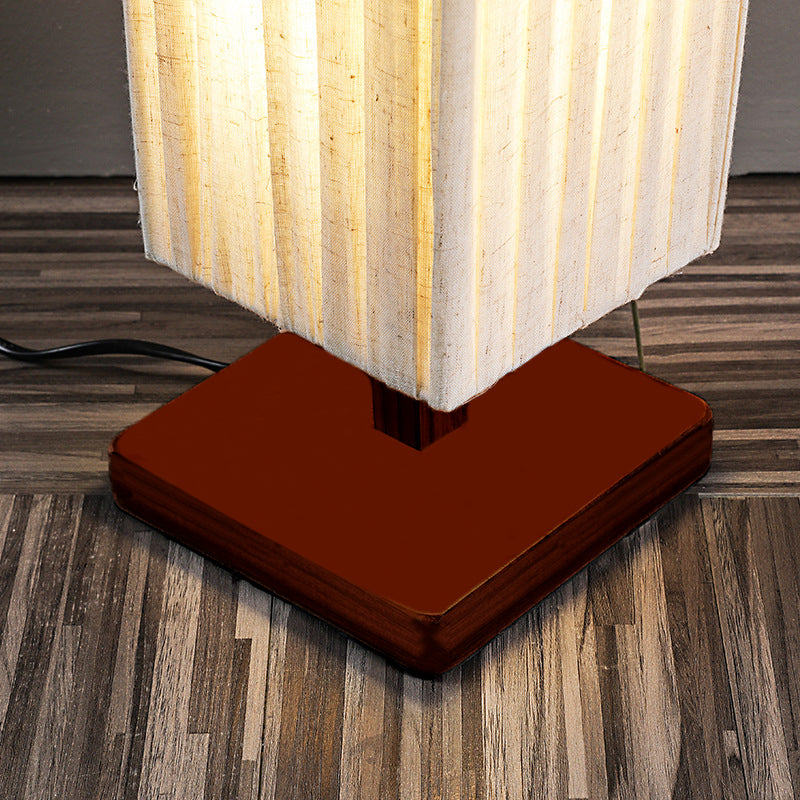 Lampe sur pied rectangulaire traditionnelle japonaise Taavita en noyer et tissu pour salon avec LED