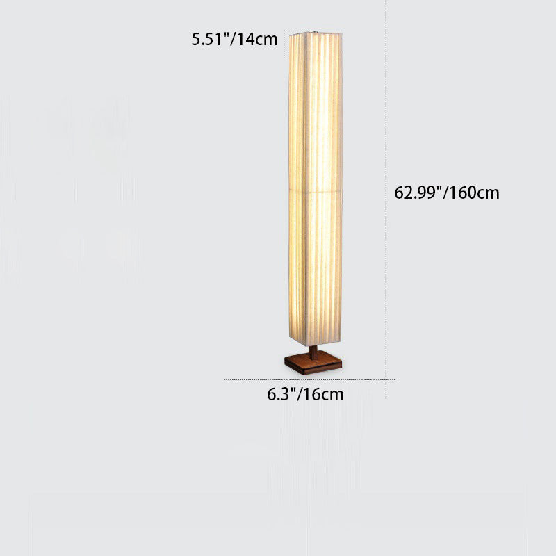 Lampe sur pied rectangulaire traditionnelle japonaise Taavita en noyer et tissu pour salon avec LED