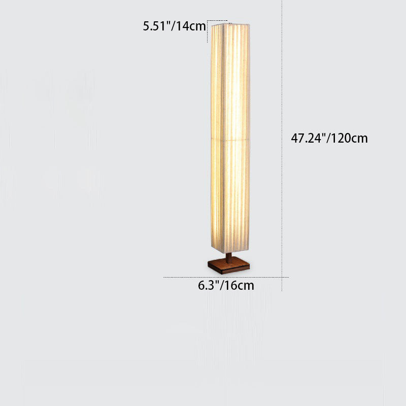 Lampe sur pied rectangulaire traditionnelle japonaise Taavita en noyer et tissu pour salon avec LED