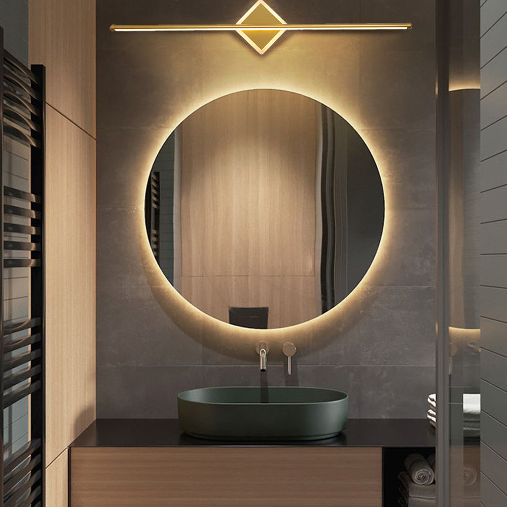 Arisha LED Linear Mirror Front Vanity Wall Lamp, Black/Gold - Neutralighting