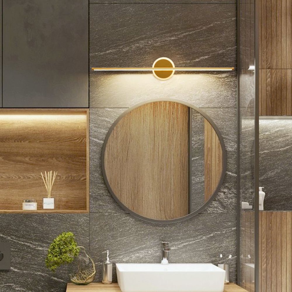 Arisha LED Linear Mirror Front Vanity Wall Lamp, Black/Gold - Neutralighting