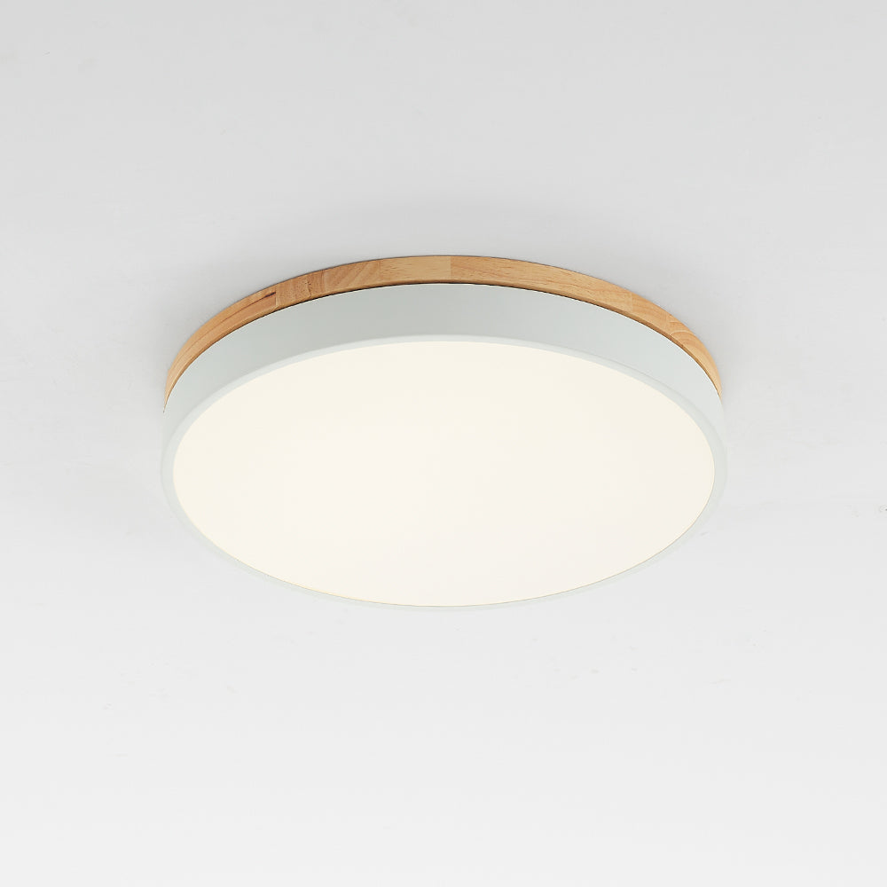 Plafonnier affleurant Aria — LED, rond, dimmable, couleur bois
