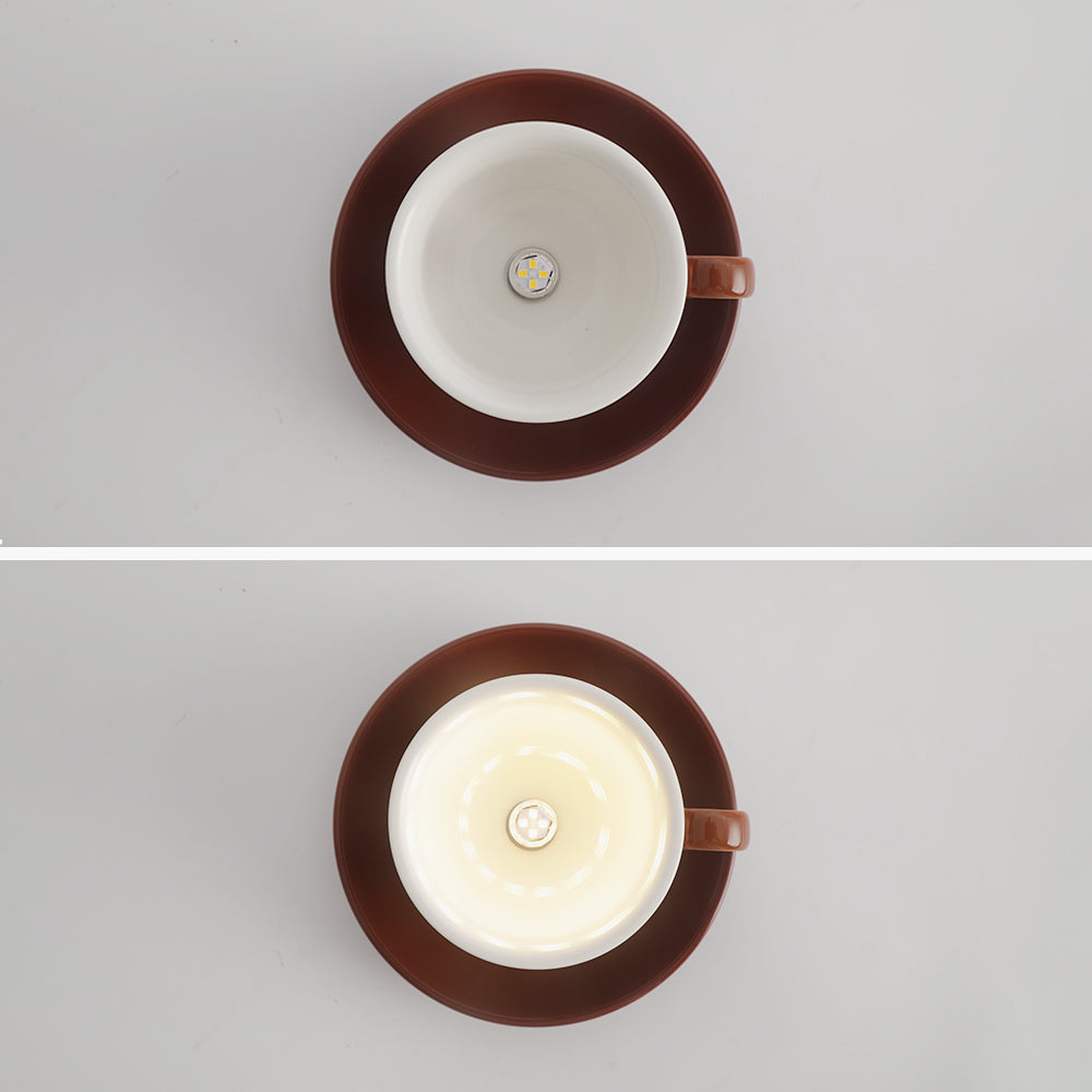 Plafonnier en céramique extra-plat Aria - design moderne en forme de tasse à café, câblage direct