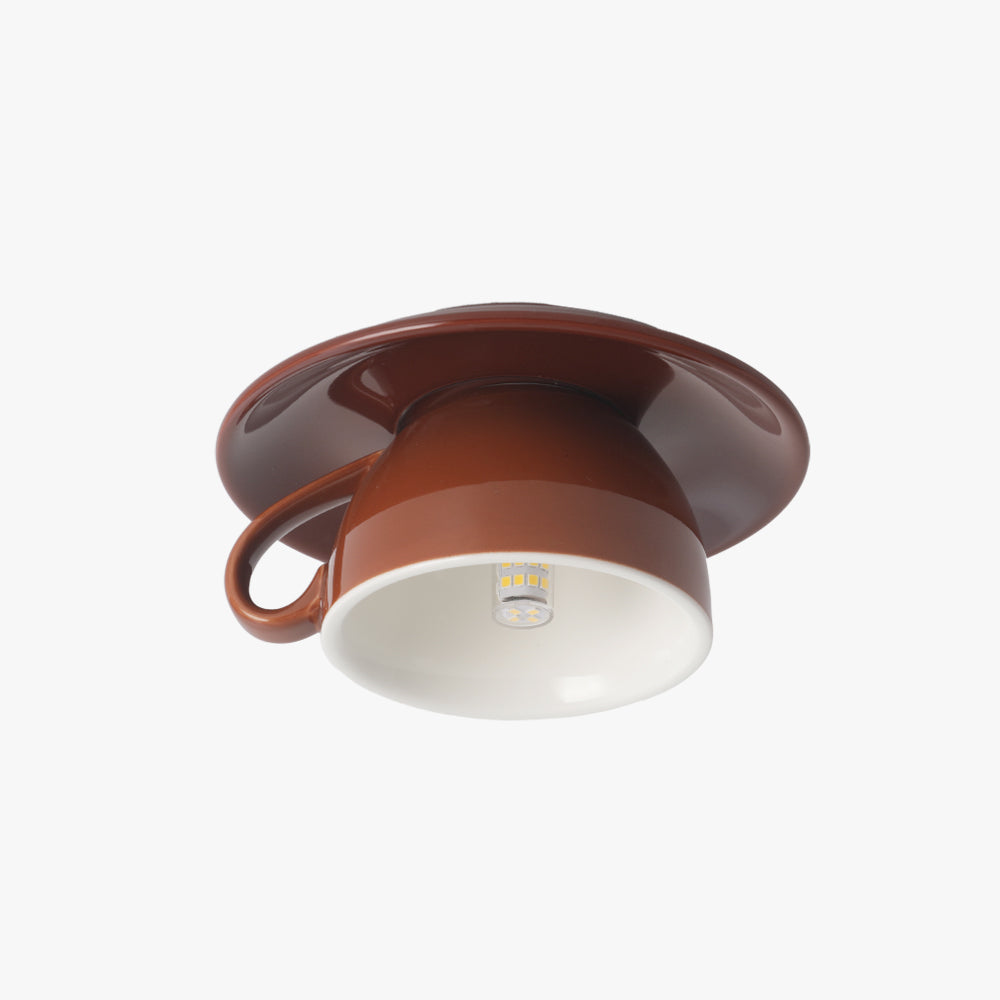 Aria Modern Coffee Cups Ceramic Flush Ceiling Lighting - Neutralighting
