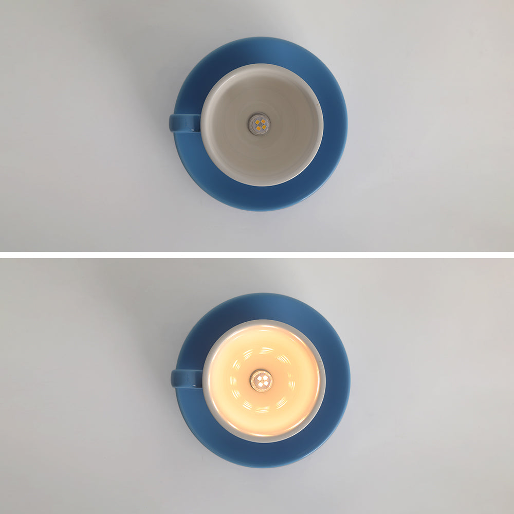Plafonnier en céramique extra-plat Aria - design moderne en forme de tasse à café, câblage direct