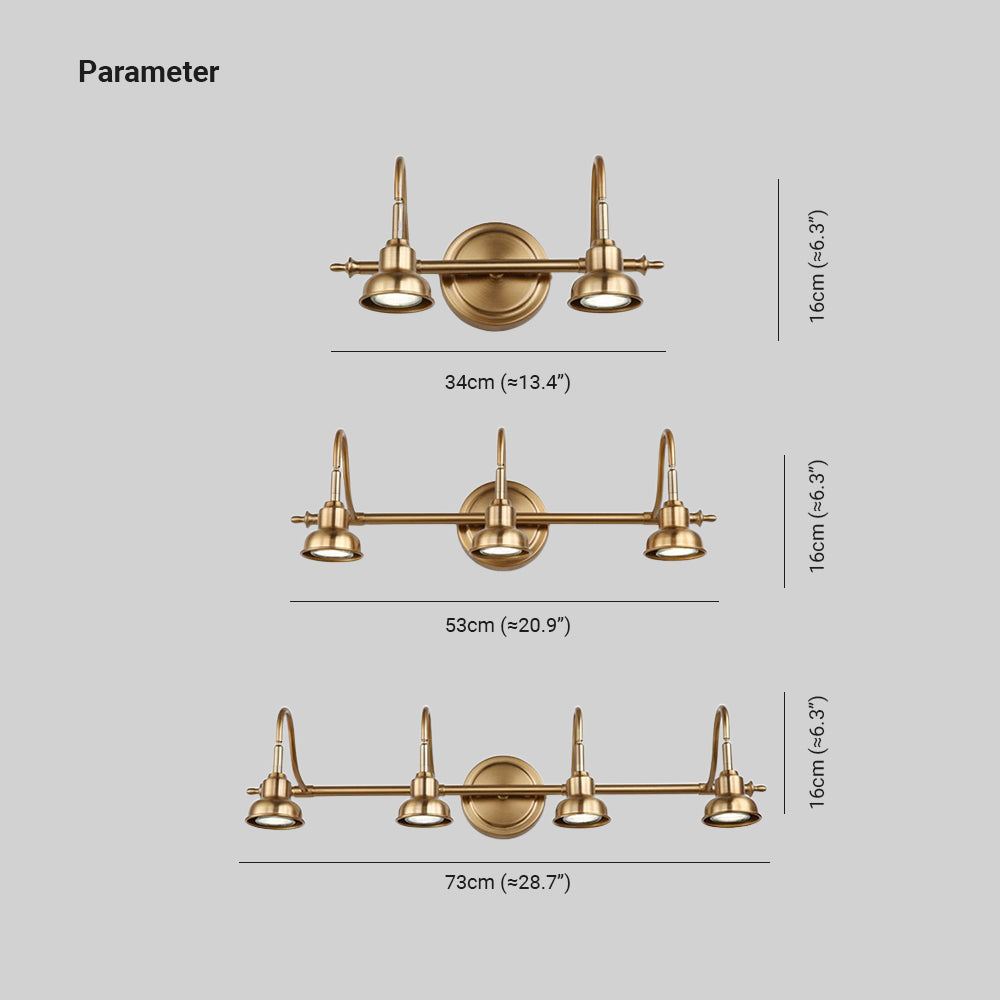 Tiffany Vintage Round Arc Vanity Wall Lamp — Gold, IP44 Rated, Hardwired