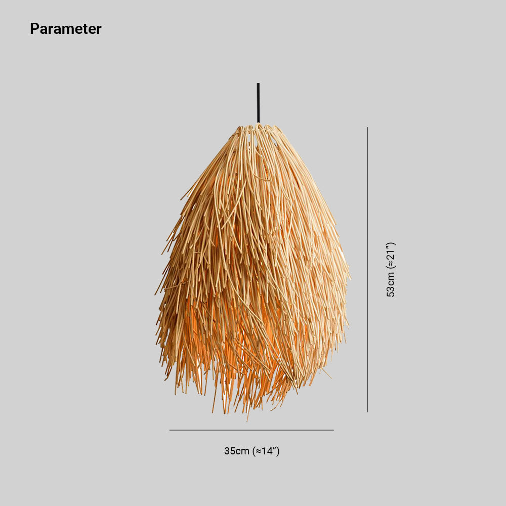 Muto Pendelleuchte mit Tannenzapfen-Design — handgeflochtenes Rattan