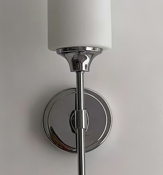 Tiffany nordisk minimalistisk væglampe — sminkebordslampe i glas og metal, sort/sølv