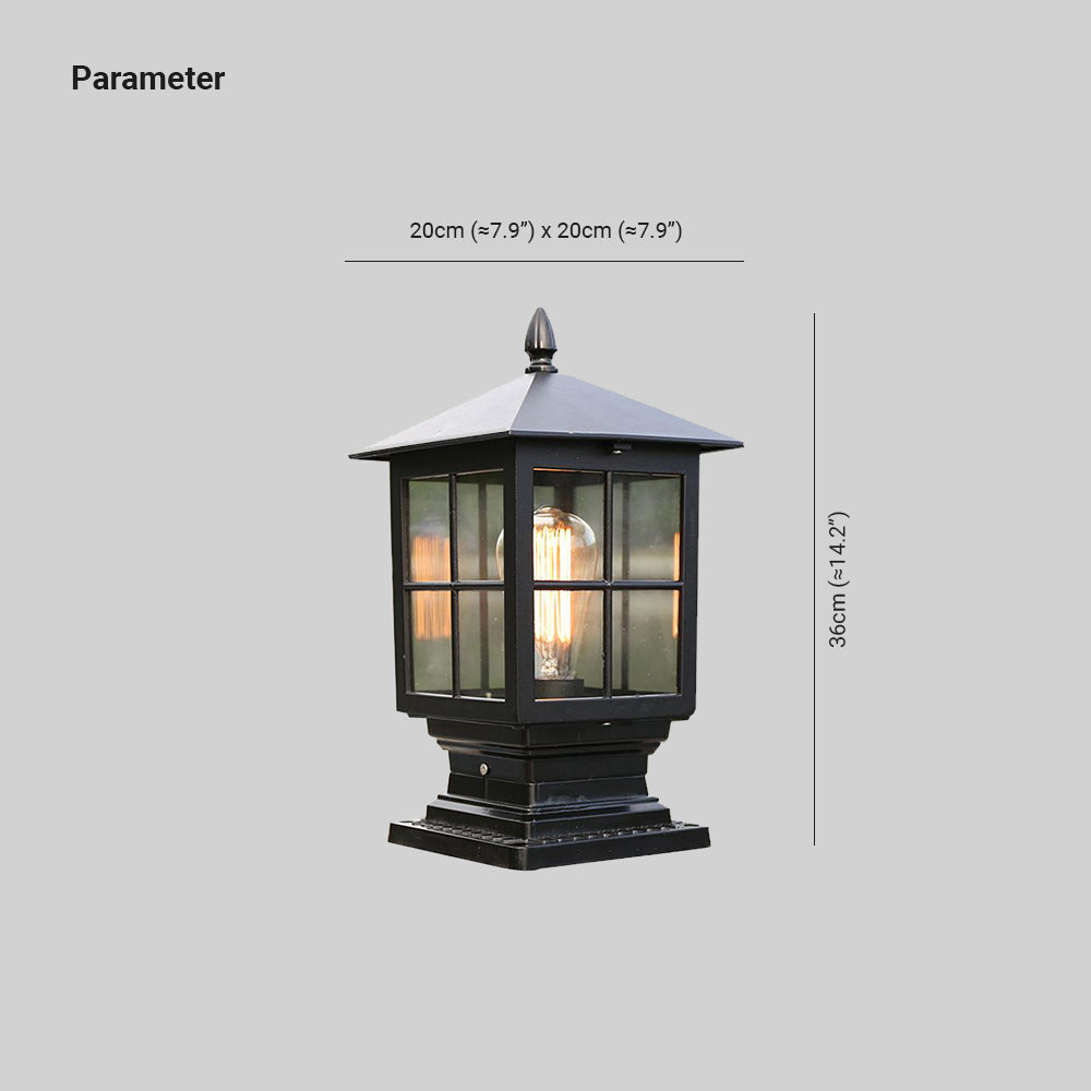 Lanterna moderna de metal e vidro Etilo — poste de iluminação LED exterior com ligação elétrica