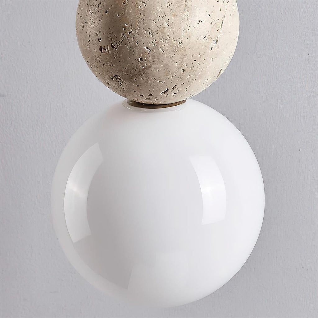 Travertine Globe Pendant Lamp — Hardwired Ceiling Fixture