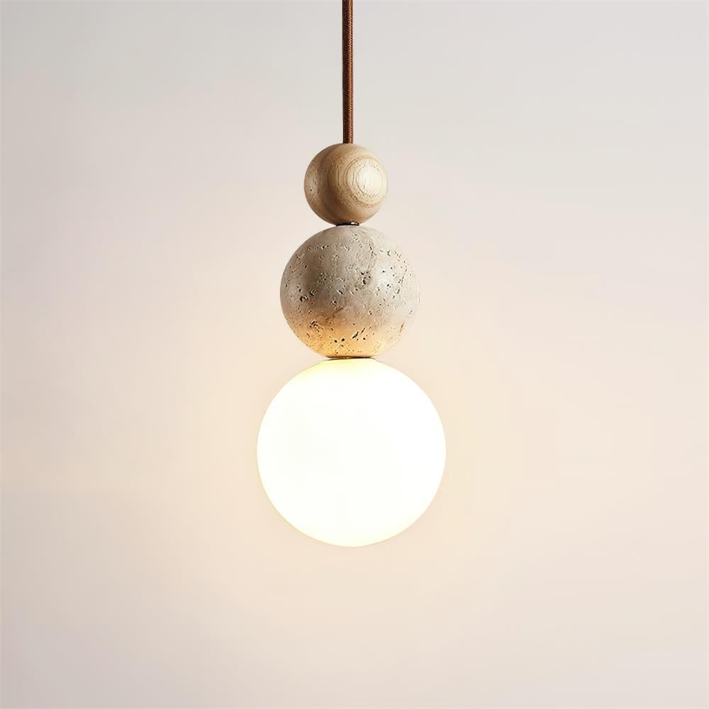 Travertine Globe Pendant Lamp — Hardwired Ceiling Fixture