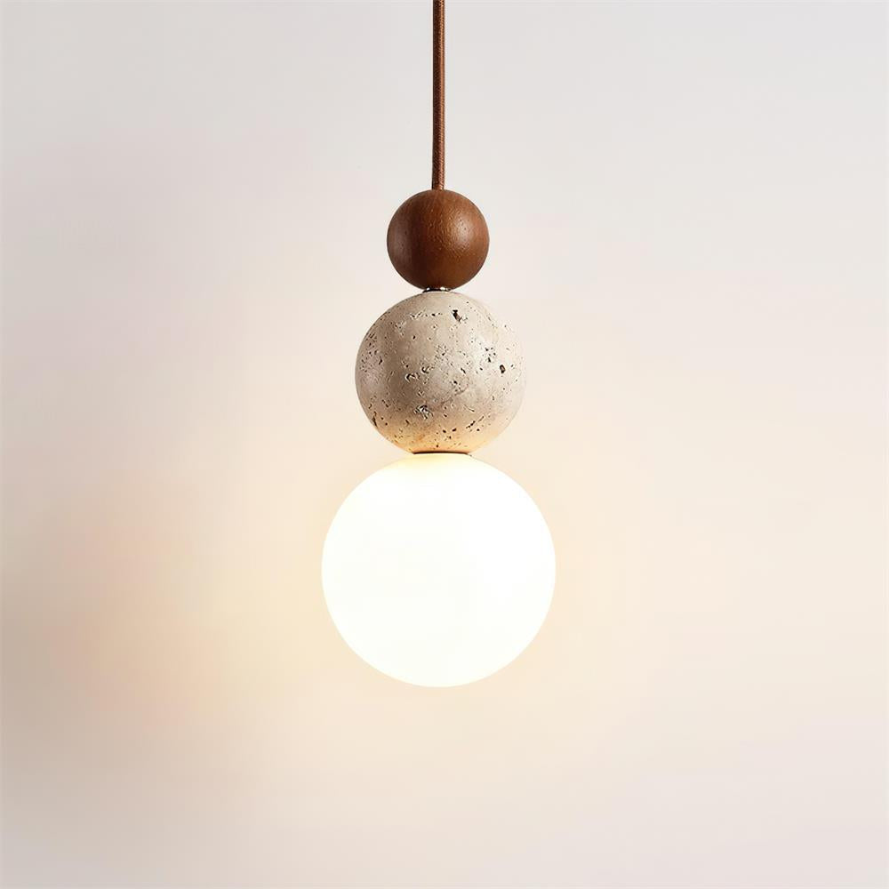 Travertine Globe Pendant Lamp — Hardwired Ceiling Fixture