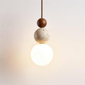 Travertine Globe Pendant Lamp — Hardwired Ceiling Fixture