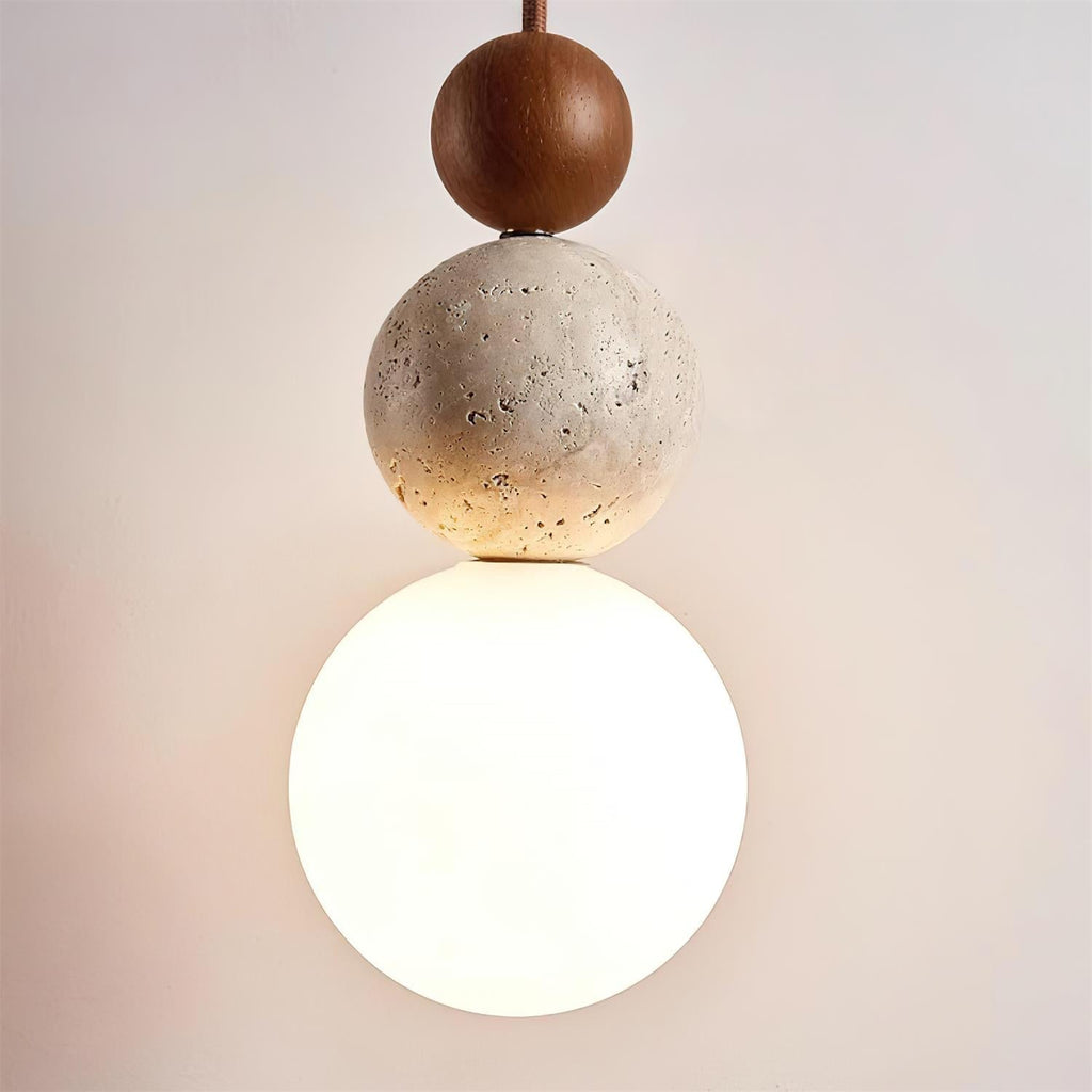 Travertine Globe Pendant Lamp — Hardwired Ceiling Fixture