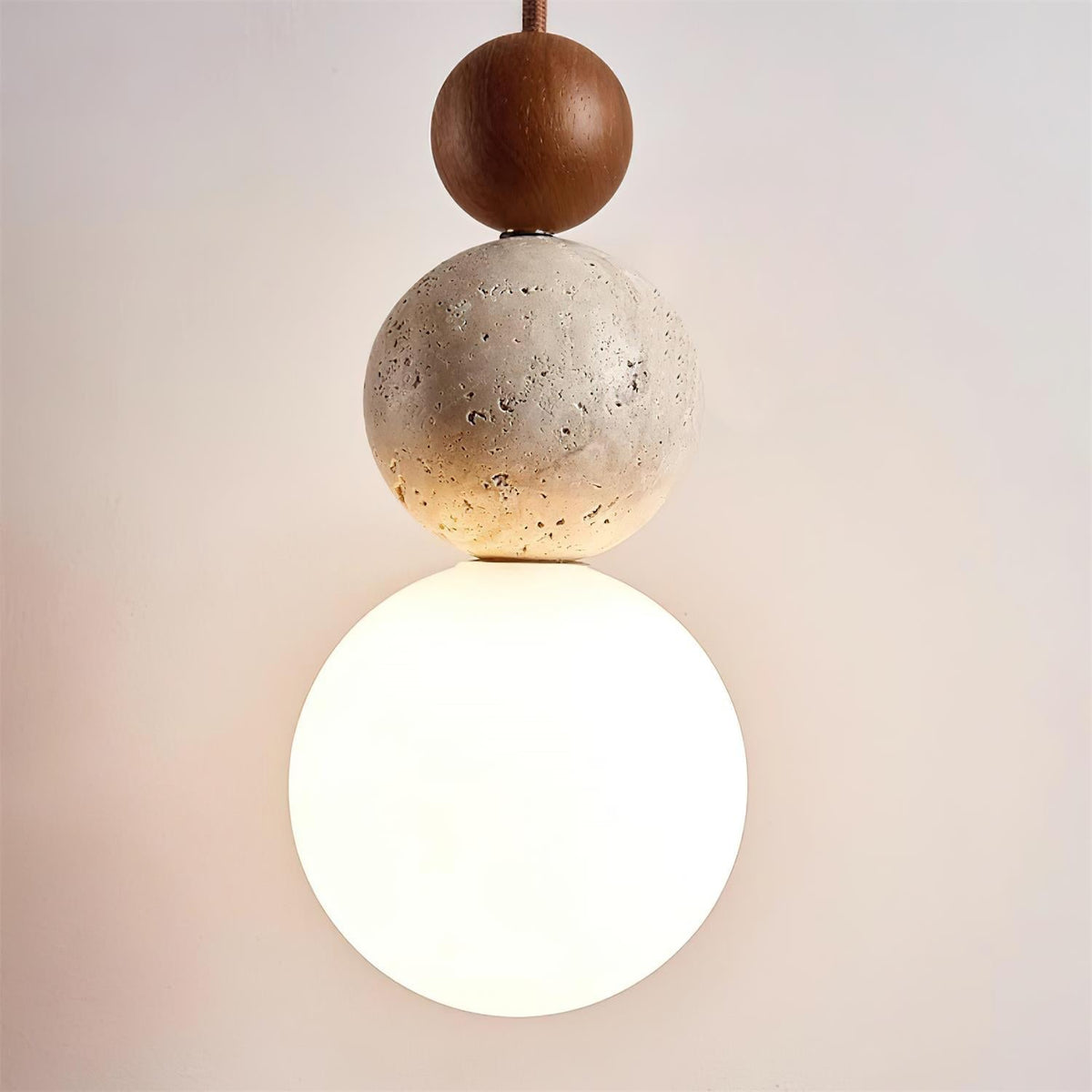 Travertine Globe Pendant Lamp — Hardwired Ceiling Fixture
