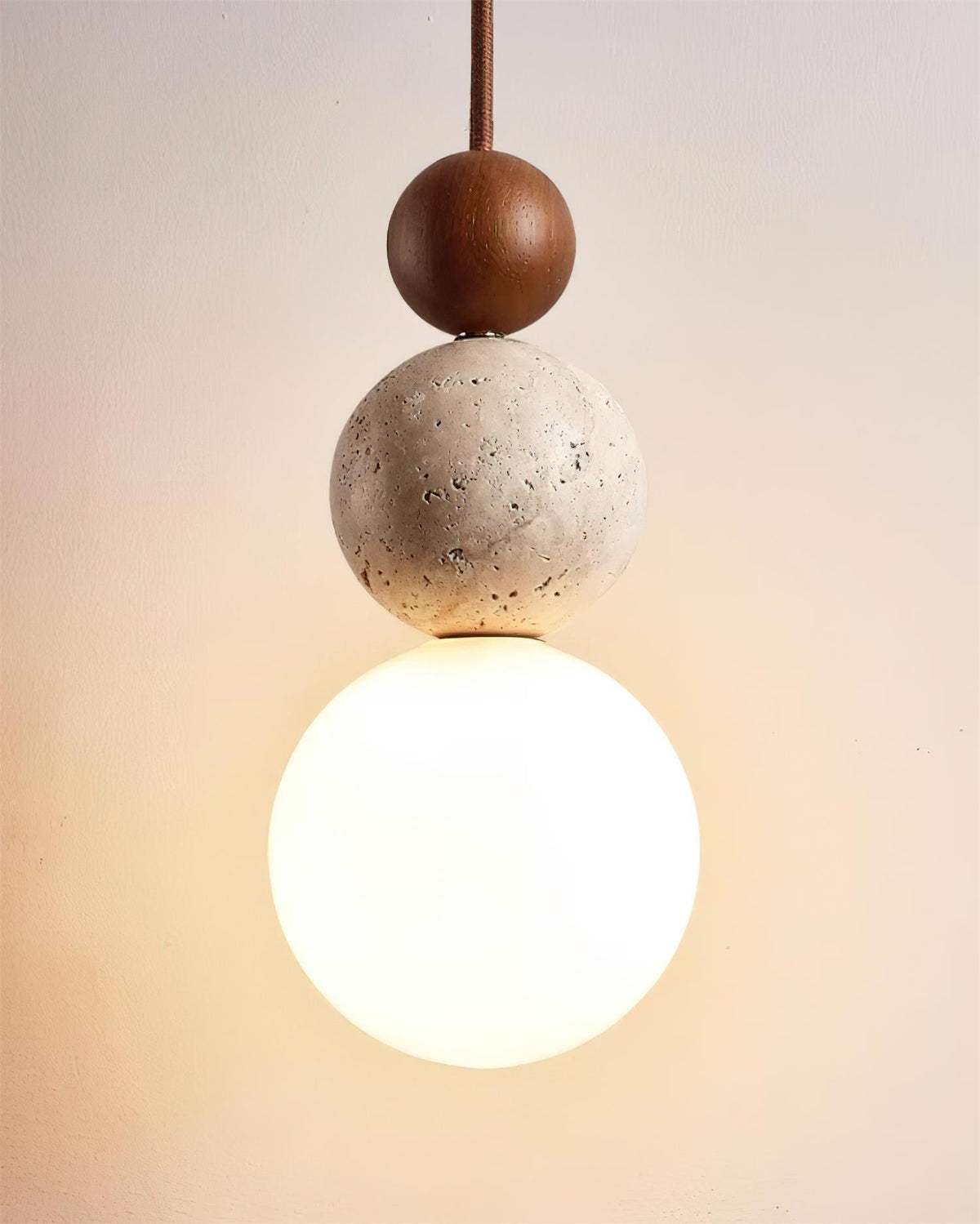 Travertine Globe Pendant Lamp — Hardwired Ceiling Fixture