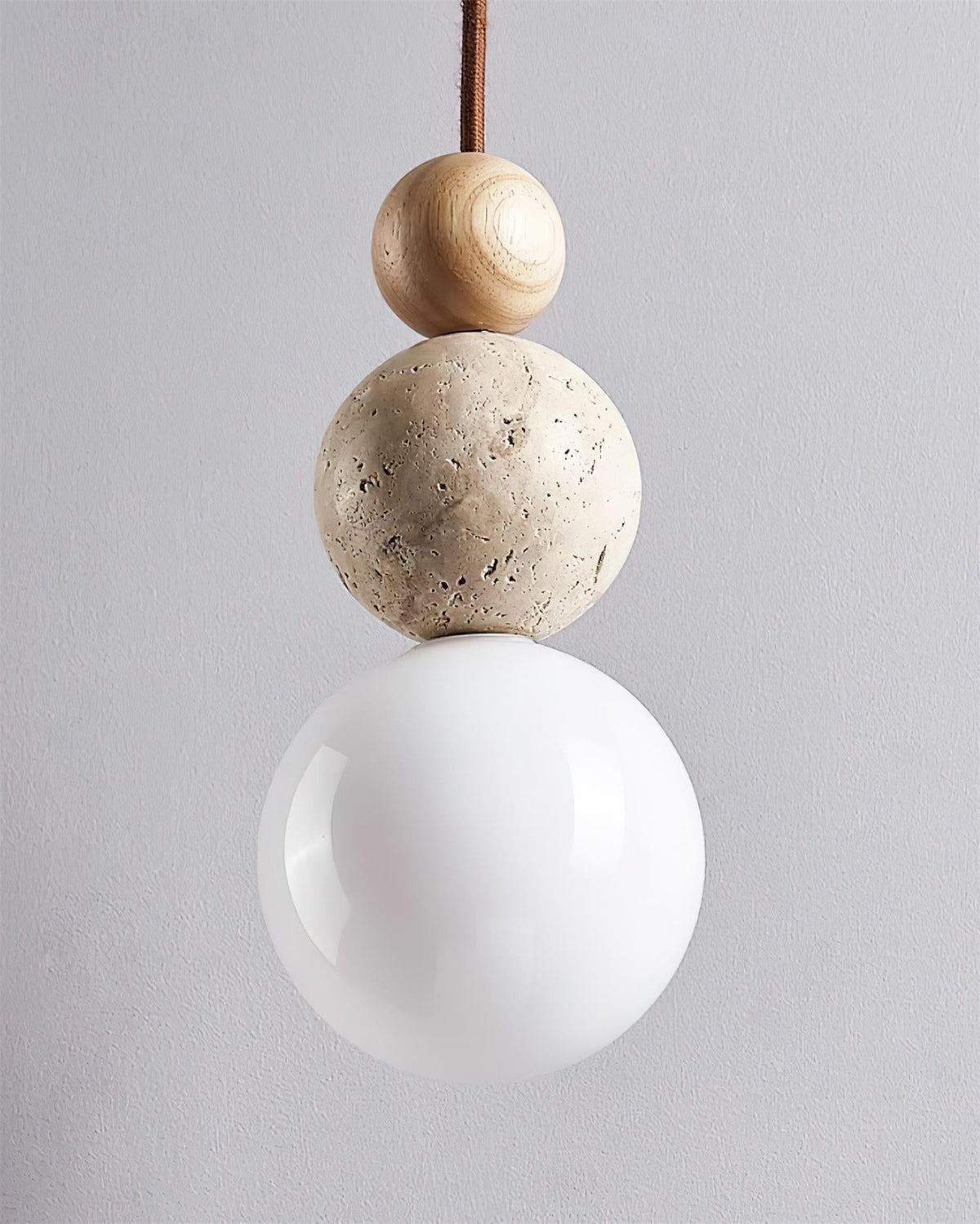 Travertine Globe Pendant Lamp — Hardwired Ceiling Fixture
