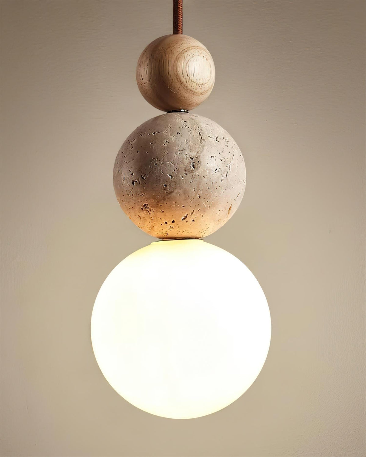 Travertine Globe Pendant Lamp — Hardwired Ceiling Fixture