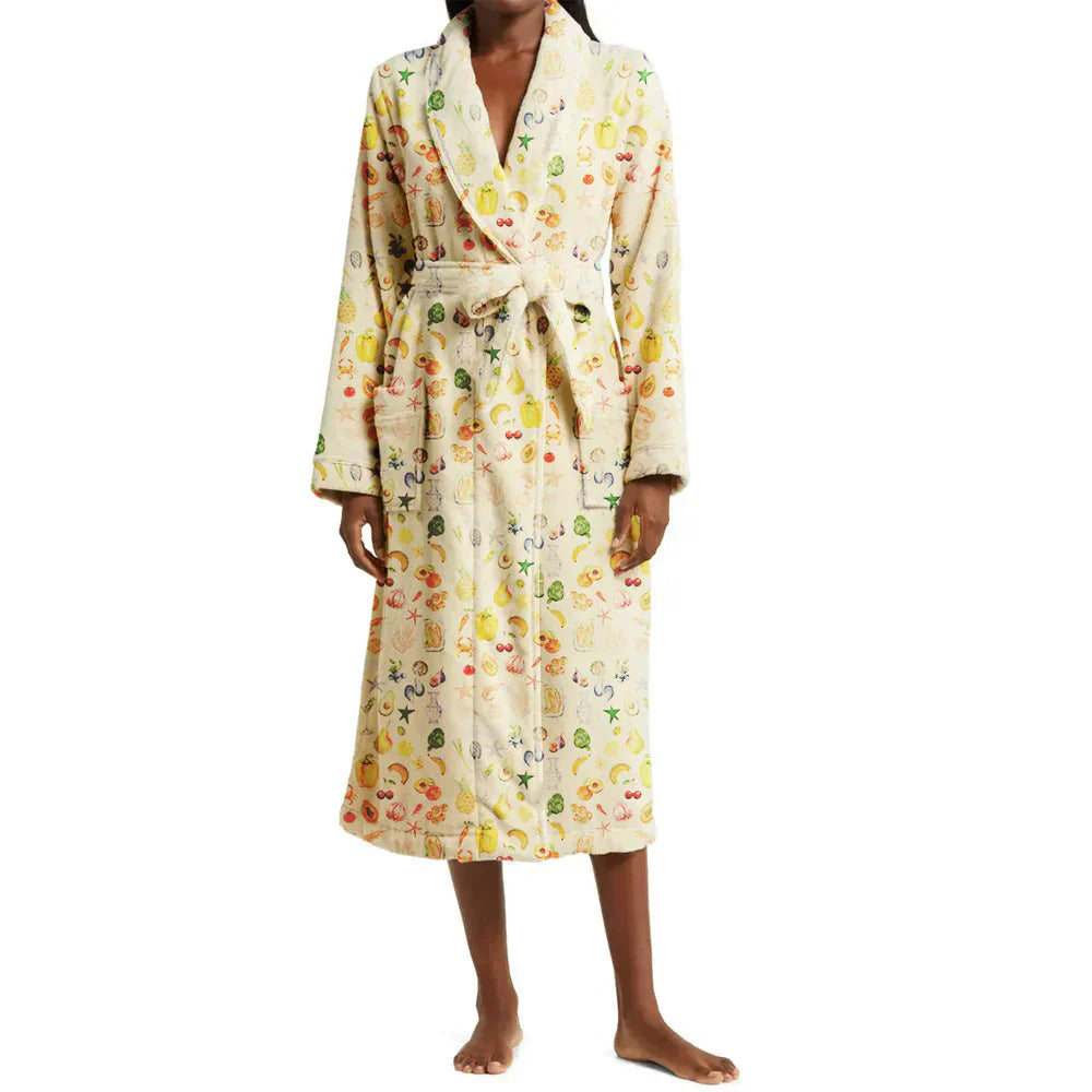 Floral Shawl Collar Bathrobe