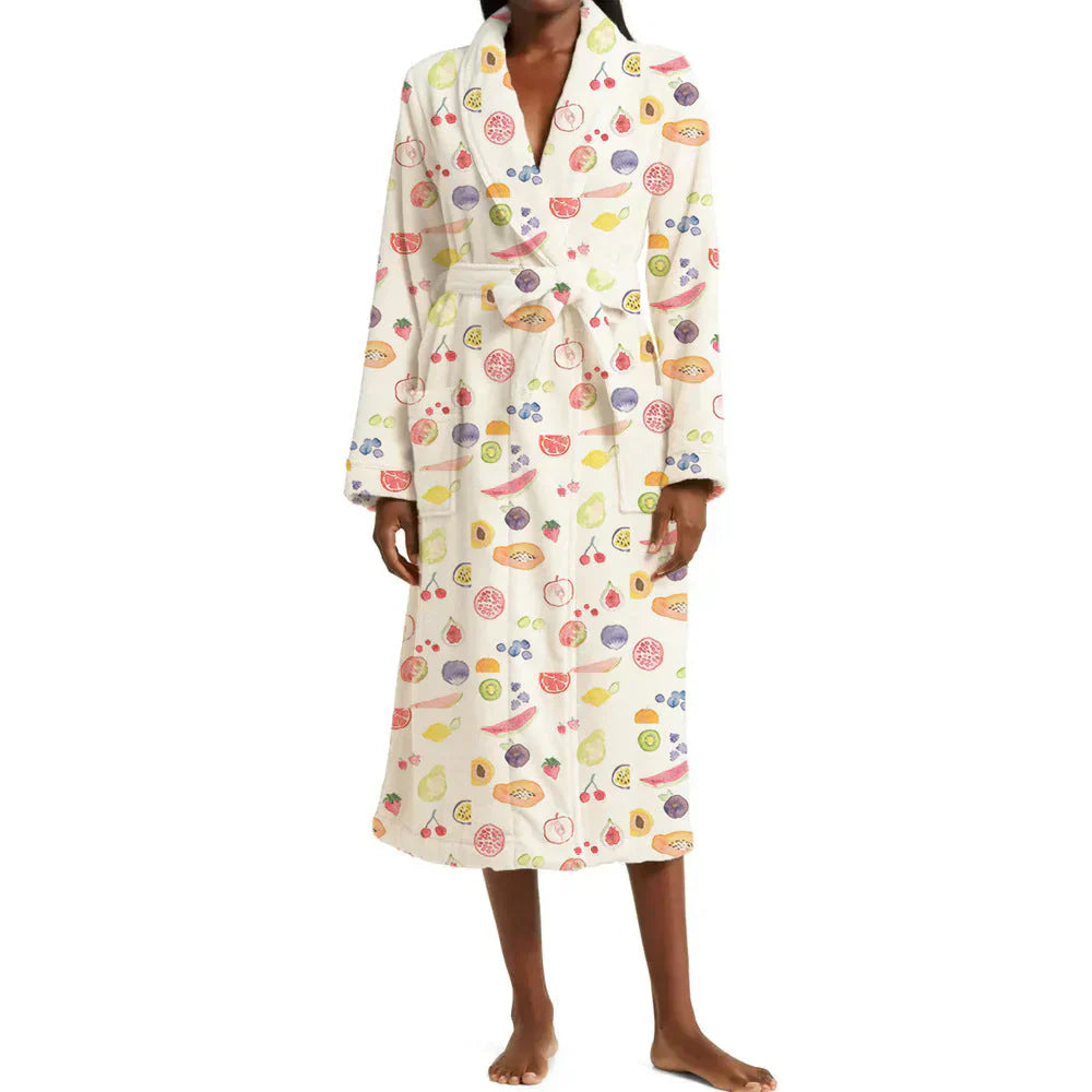 Floral Shawl Collar Bathrobe