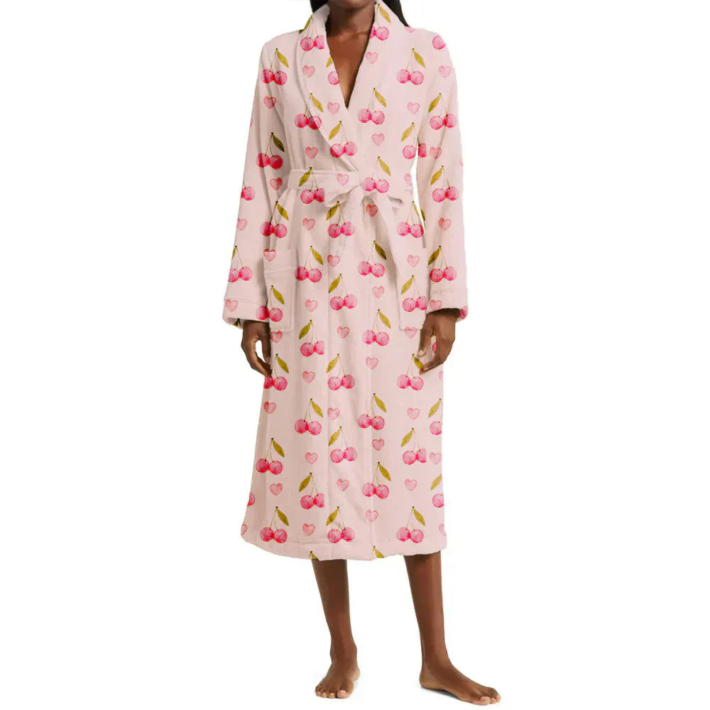 Floral Shawl Collar Bathrobe