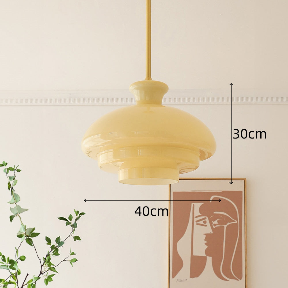 Luminária Pendente de Vidro Amarelo Creme Keller Bauhaus Estilo Moderno
