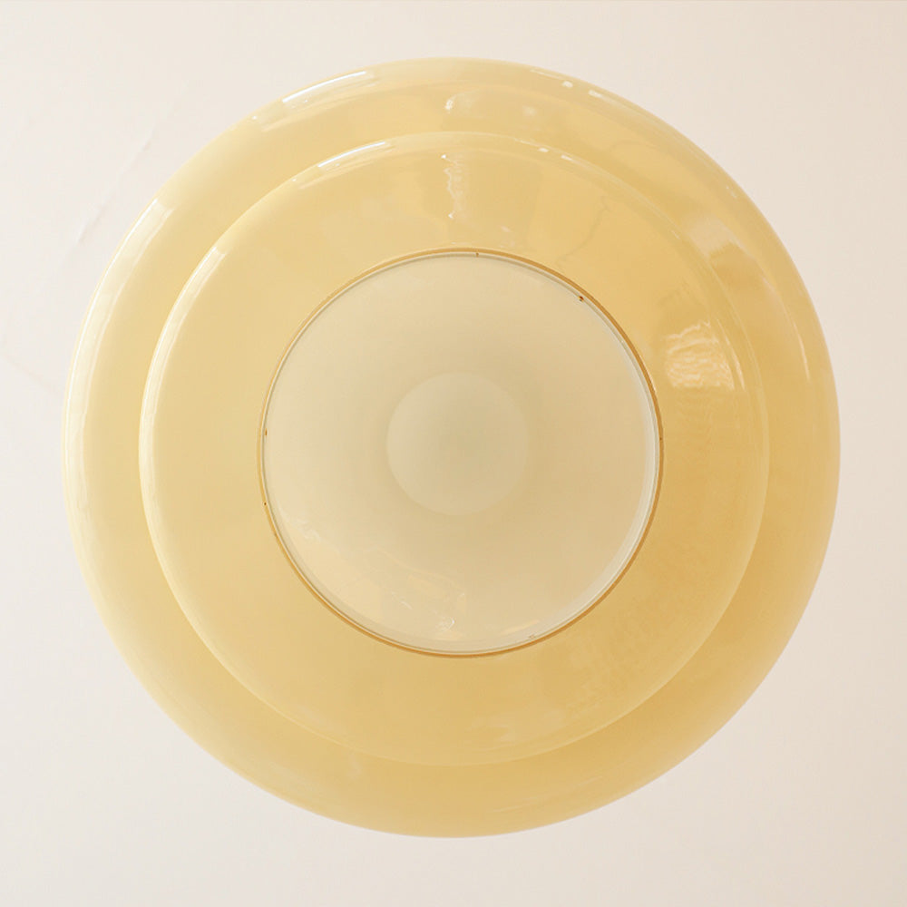 Luminária Pendente de Vidro Amarelo Creme Keller Bauhaus Estilo Moderno
