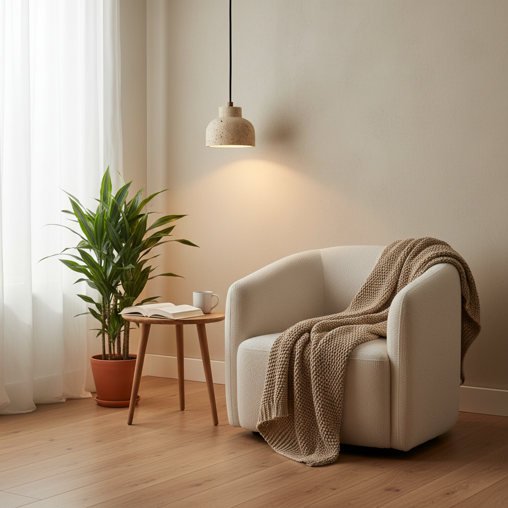 Loxis kunstnerisk pendellampe i travertin — fast tilslutning, E26-fatning, 59 tommer ledning
