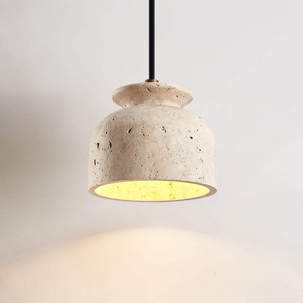 Loxis kunstnerisk pendellampe i travertin — fast tilslutning, E26-fatning, 59 tommer ledning