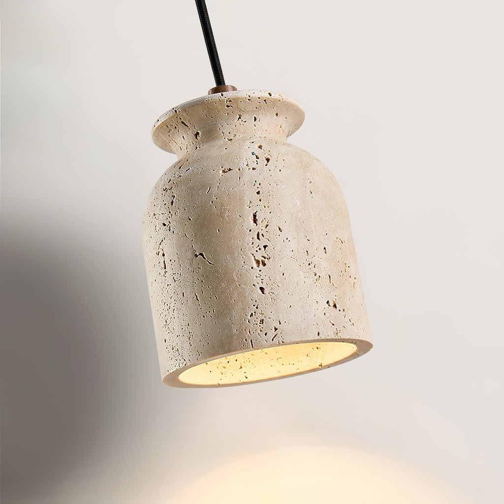 Loxis kunstnerisk pendellampe i travertin — fast tilslutning, E26-fatning, 59 tommer ledning