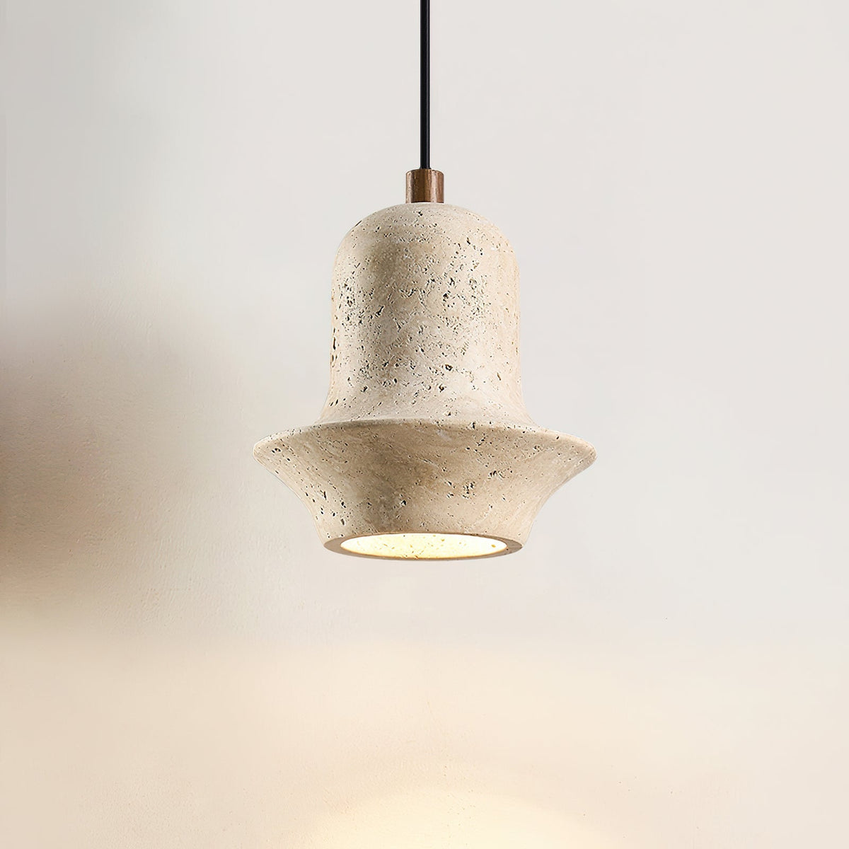 Loxis kunstnerisk pendellampe i travertin — fast tilslutning, E26-fatning, 59 tommer ledning
