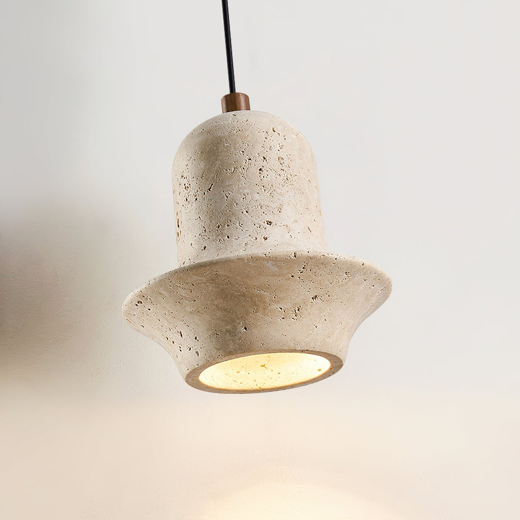Loxis kunstnerisk pendellampe i travertin — fast tilslutning, E26-fatning, 59 tommer ledning